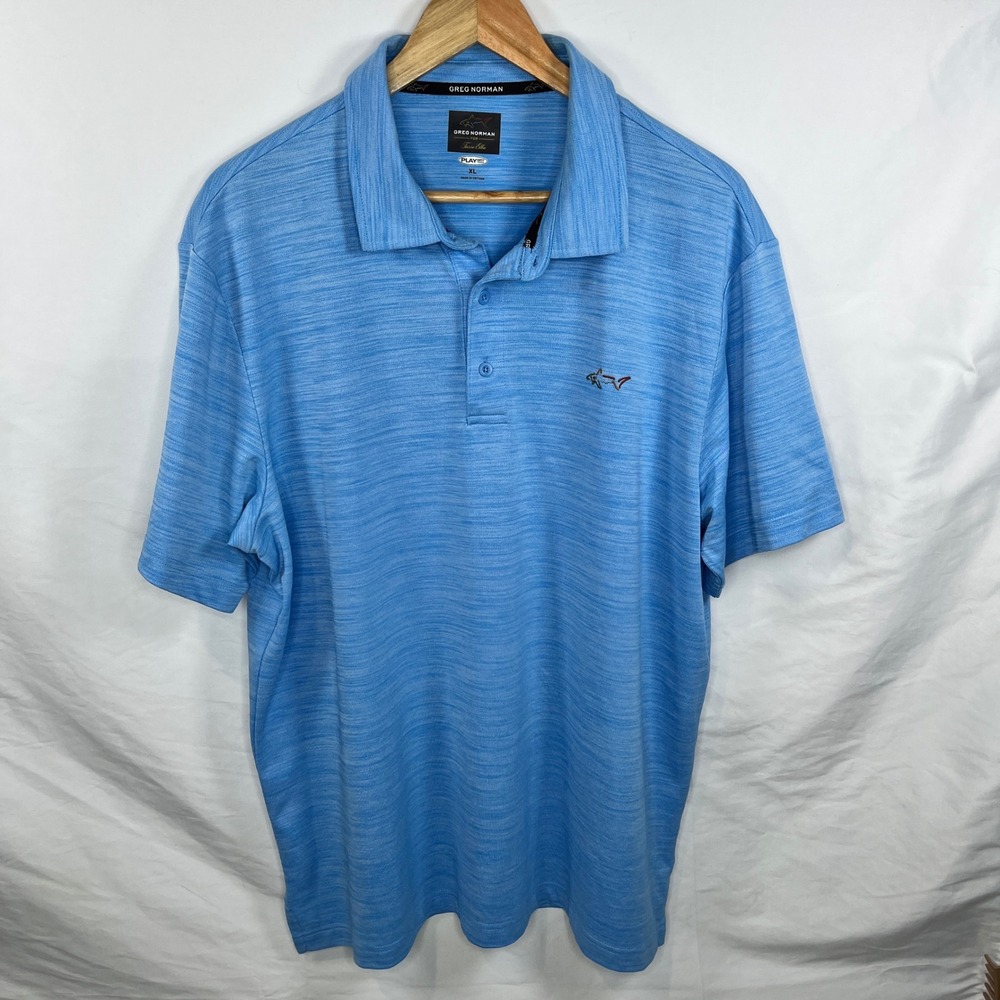 Greg Norman PlayDry Polo‎ Shirt Golf Athletic Blue XL